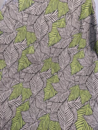 Retal tela hojas verde y gris