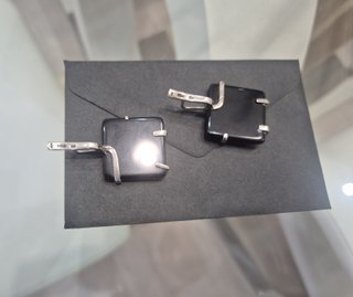 Pendientes vintage plata ágata negra