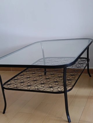 Mesa de centro cristal y metal