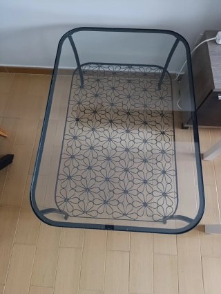 Mesa de centro cristal y metal