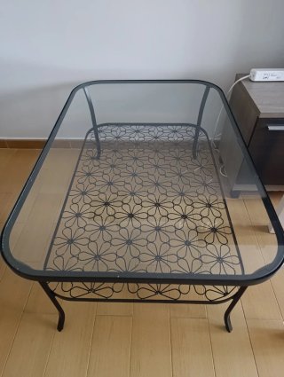 Mesa de centro cristal y metal