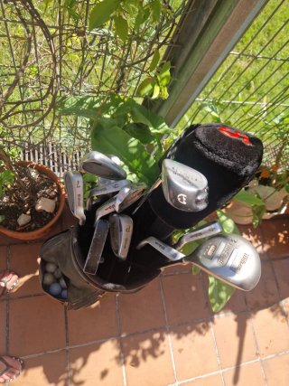 Bolsa de golf con palos y pelotas