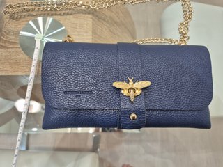 Bolso Piel Christian Laurier Azul Dorado