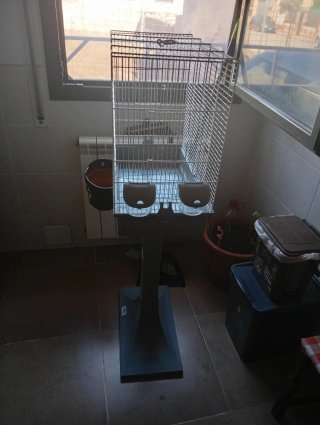 Jaula para pájaros con soporte