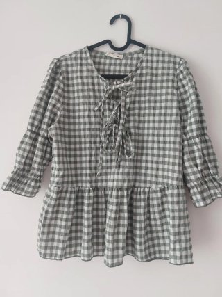 Blusa Basyco cuadros verde y blanco