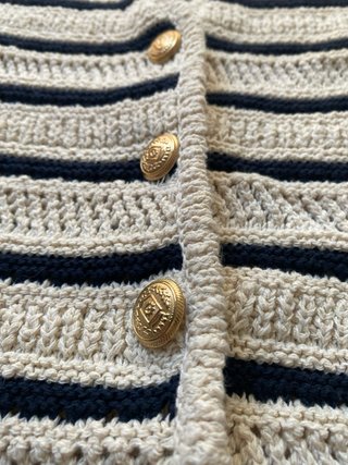 Chaleco Zara Rayas Beige y Azul marino