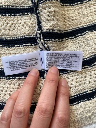 Chaleco Zara Rayas Beige y Azul marino
