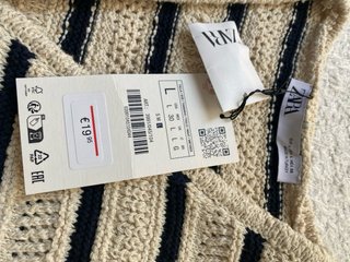Chaleco Zara Rayas Beige y Azul marino