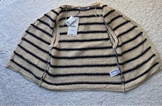 Chaleco Zara Rayas Beige y Azul marino