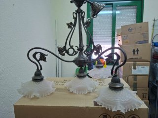 Lámpara de techo 4 brazos con tulipas