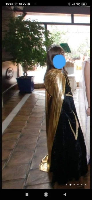 Vestido medieval negro y dorado talla única