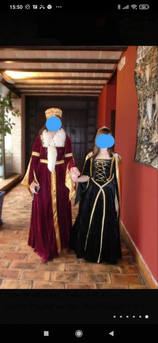 Vestido medieval negro y dorado talla única