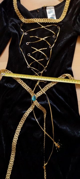 Vestido medieval negro y dorado talla única