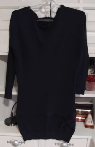Vestido negro manga larga de punto