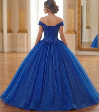 Vestido de Quinceañera Azul eléctrico