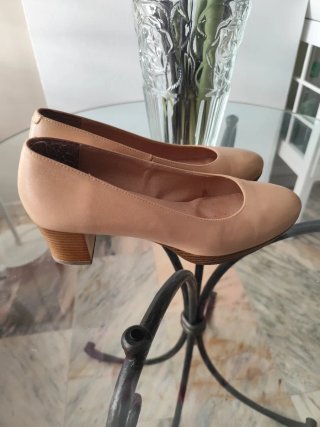 Zapatos Mimao Piel Beige Tacón