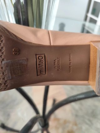 Zapatos Mimao Piel Beige Tacón