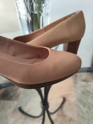 Zapatos Mimao Piel Beige Tacón