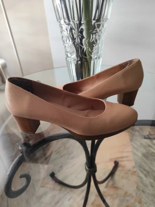 Zapatos Mimao Piel Beige Tacón