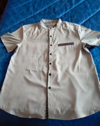 Camicia uomo grigia con colletto alla coreana