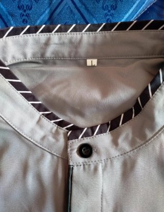 Camicia uomo grigia con colletto alla coreana