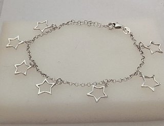 Pulsera Plata de Ley 925 con Dijes Estrellas
