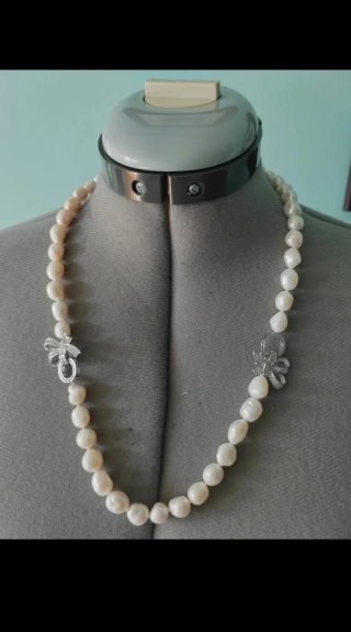 Collar y Pulsera Perlas Cierre lazo