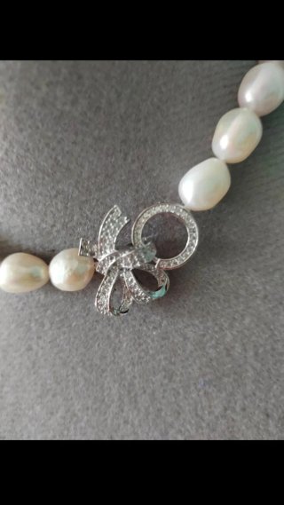 Collar y Pulsera Perlas Cierre lazo