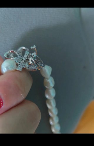 Collar y Pulsera Perlas Cierre lazo