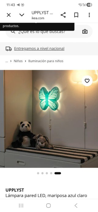 Lámpara infantil mariposa azul