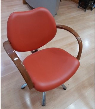 Silla tocador polipiel naranja madera