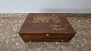 Caja Madera Vintage Felices Fiestas