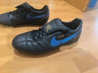 Botas Nike Tiempo Ronaldinho R10 Azul Dorado