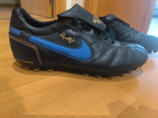 Botas Nike Tiempo Ronaldinho R10 Azul Dorado