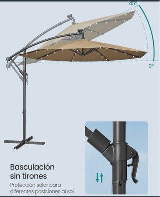 Sombrilla Songmics 3m Beige + Base con luz de led