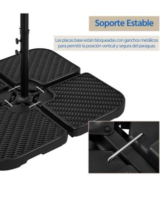 Sombrilla Songmics 3m Beige + Base con luz de led