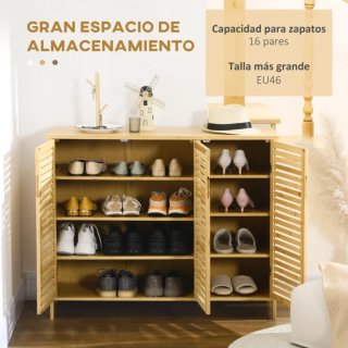 Zapatero de bambú y madera
