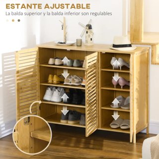 Zapatero de bambú y madera