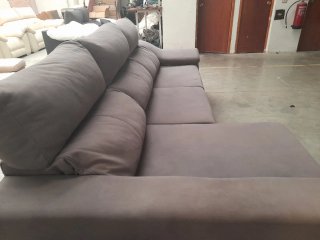 Sofá Chaiselongue Cama Gris Tela