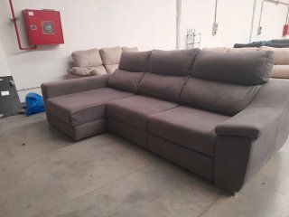 Sofá Chaiselongue Cama Gris Tela