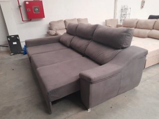 Sofá Chaiselongue Cama Gris Tela