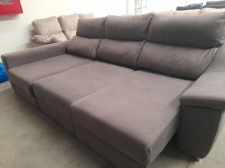 Sofá Chaiselongue Cama Gris Tela