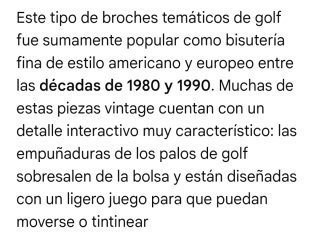Broche vintage golf Strass dorado