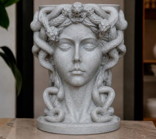 Maceta Medusa Piedra Gris