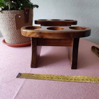 Licorera de cristal con soporte de madera