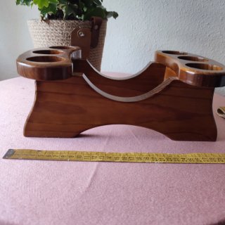 Licorera de cristal con soporte de madera
