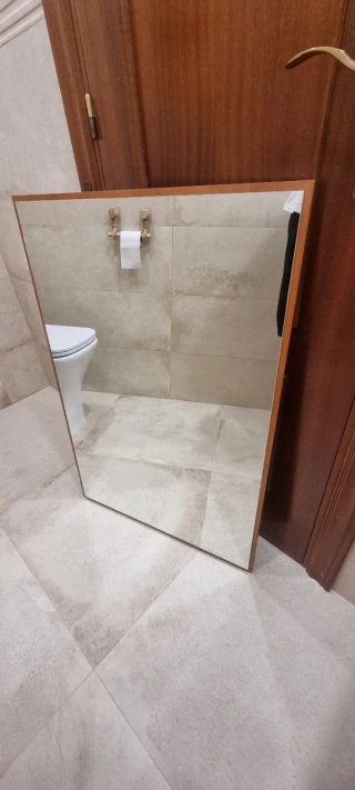 Espejo de baño madera y cristal.90x60cm.