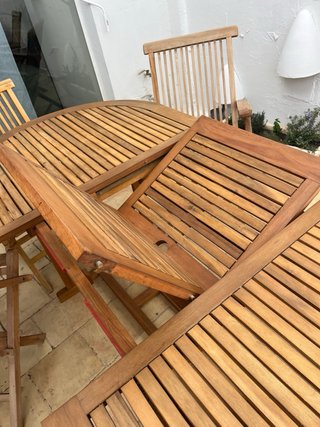 Mesa extensible madera acacia + 5 sillas