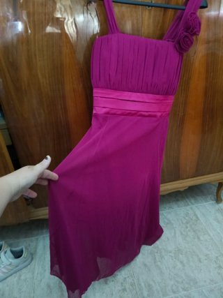 Vestido fiesta tirantes fucsia flores