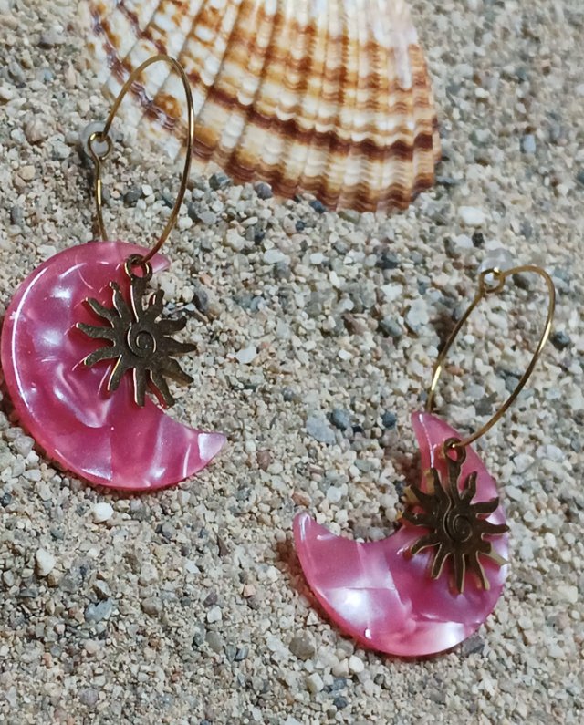 Pendientes Sol y Luna Rosas y Dorados